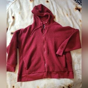 Champion Brand Full Sized Women's Red Sherpa Hoodie Jacket-Size X-Large